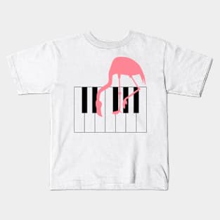 Funny Flamingo Piano Music Theme Kids T-Shirt